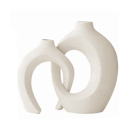 Set of 2 Ceramic Hollow Vases - Storezy