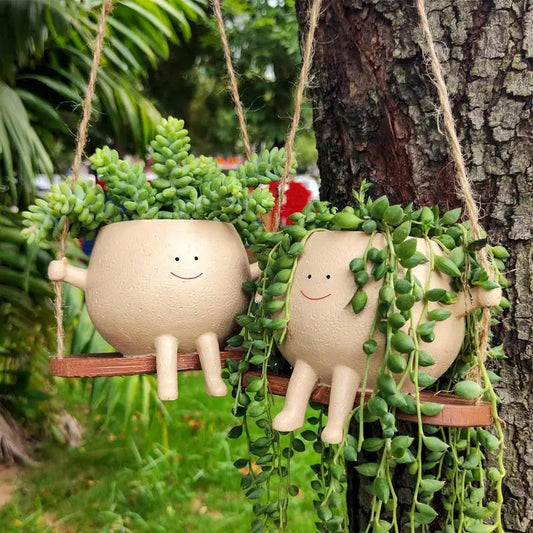 Cute Balcony Swing Face Planter Pot - Storezy