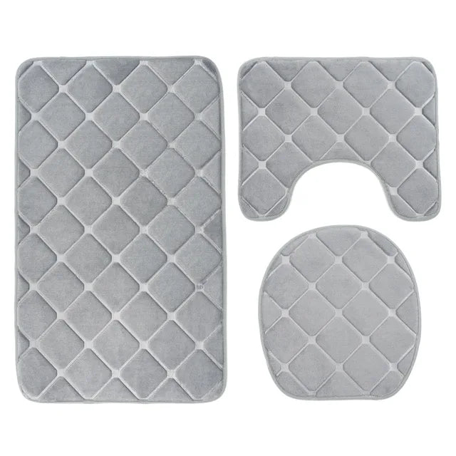 3 Piece Bathroom Soft Bath Mat Set - Storezy