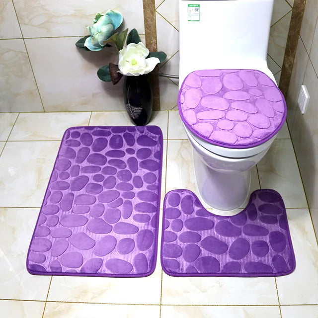 3 Piece Bathroom Soft Bath Mat Set - Storezy