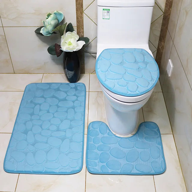 3 Piece Bathroom Soft Bath Mat Set - Storezy