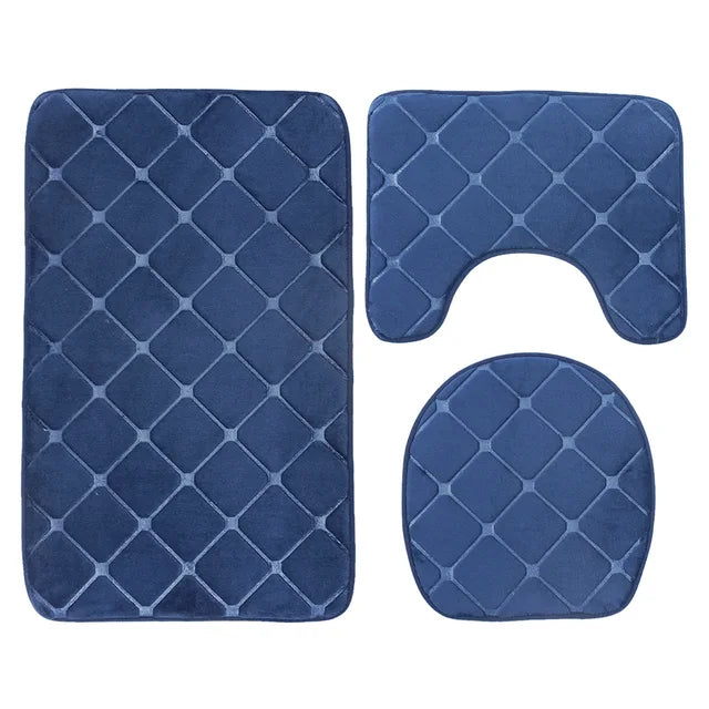 3 Piece Bathroom Soft Bath Mat Set - Storezy