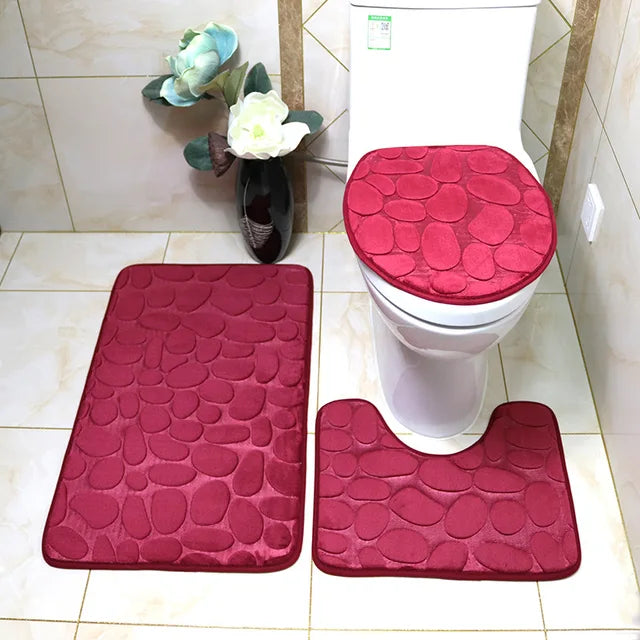 3 Piece Bathroom Soft Bath Mat Set - Storezy