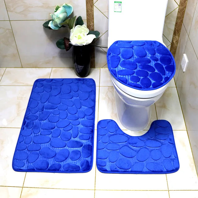 3 Piece Bathroom Soft Bath Mat Set - Storezy