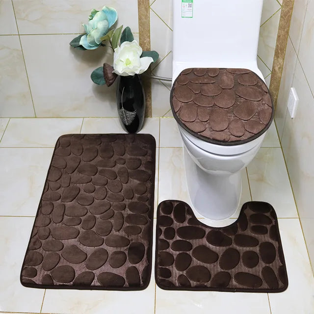3 Piece Bathroom Soft Bath Mat Set - Storezy