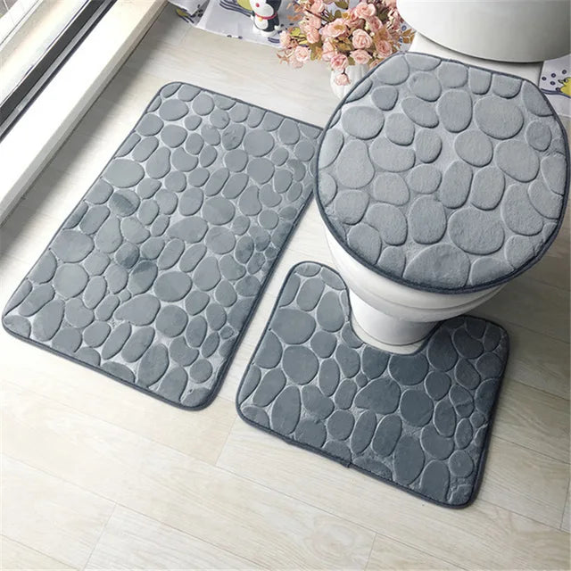 3 Piece Bathroom Soft Bath Mat Set - Storezy