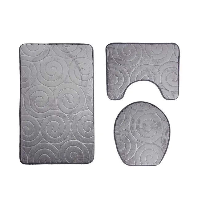 3 Piece Bathroom Soft Bath Mat Set - Storezy