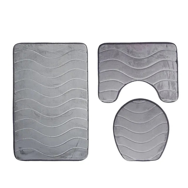 3 Piece Bathroom Soft Bath Mat Set - Storezy