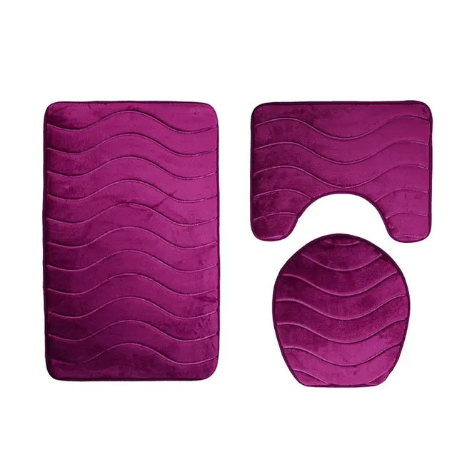 3 Piece Bathroom Soft Bath Mat Set - Storezy
