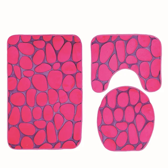 3 Piece Bathroom Soft Bath Mat Set - Storezy