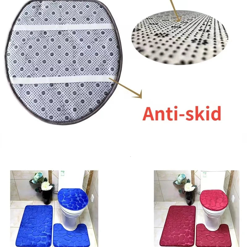 3 Piece Bathroom Soft Bath Mat Set - Storezy